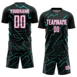 White Jersey Lightning Aqua-Pink Black Sports Custom Uniform Soccer Sublimation