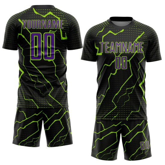 Purple-Neon Jersey Black Custom Uniform Green Sports Soccer Sublimation Lightning Purple-Neon Jersey Black Custom Uniform Green Sports Soccer Sublimation Lightning