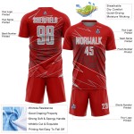 Jersey Uniform Sublimation Soccer Lines Red Custom Sports Gray-White Jersey Uniform Sublimation Soccer Lines Red Custom Sports Gray-White