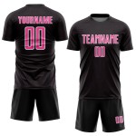 Pink-White Sublimation Soccer Sports Geometric Jersey Custom Black Uniform Shape Pink-White Sublimation Soccer Sports Geometric Jersey Custom Black Uniform Shape