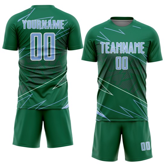 Blue-White Sports Light Sublimation Soccer Lines Green Uniform Kelly Jersey Custom Blue-White Sports Light Sublimation Soccer Lines Green Uniform Kelly Jersey Custom