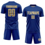 Gold-White Geometric Soccer Shape Royal Old Sports Sublimation Uniform Jersey Custom Gold-White Geometric Soccer Shape Royal Old Sports Sublimation Uniform Jersey Custom